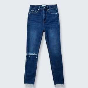 Pistola Cara High Rise Skinny Distressed Jeans Essex Wash Raw Hem Size 25